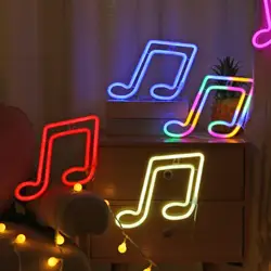 Musical Note Shape LED Lights Sign Bright PC Luminous Night Wall Neon Light for Bar