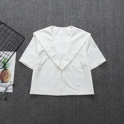 Japanese School Short Sleeve White Sailor Suit T-shirt  Sapporo Lapel Kanto Kansai Lapel Nagoya Lapel JK Uniforms Basic Tops