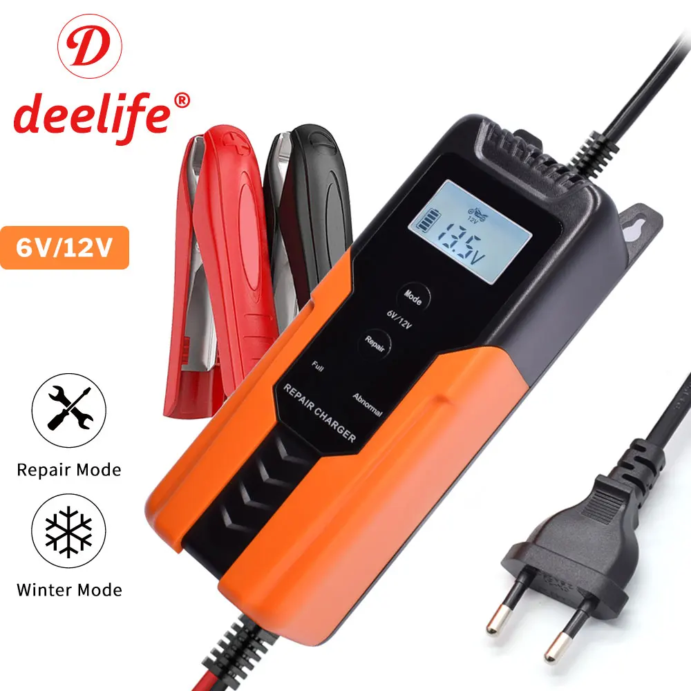 Deelife Auto Battery Charger for Car Motorcycle 12V Trickle Charging Smart Maintainer Automatic Pulse Restorer 12 V Desulfator