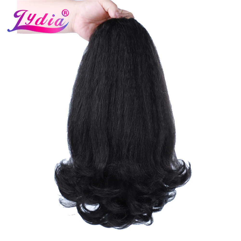 Synthetic Kinky Straight Hairpiece Stylish High-Volume Curly Clips-in Natural Looking Drawstring Ponytail