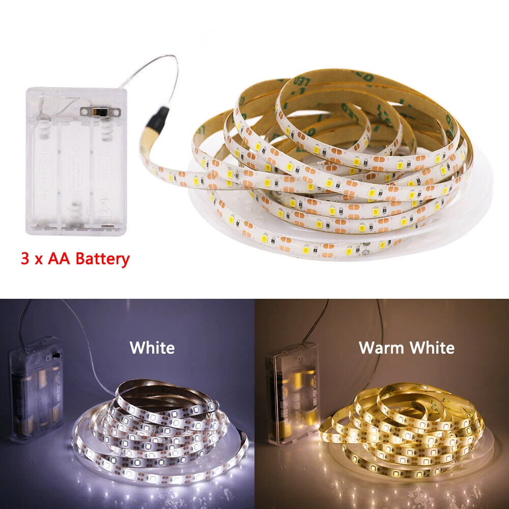 DC 5V AA Battery Operated LED Strip SMD 3528 60Leds/m Flexible LED Light Stripe Waterproof Ribbon Diode Tape 0.5m 1m 2m 3m 4m 5m