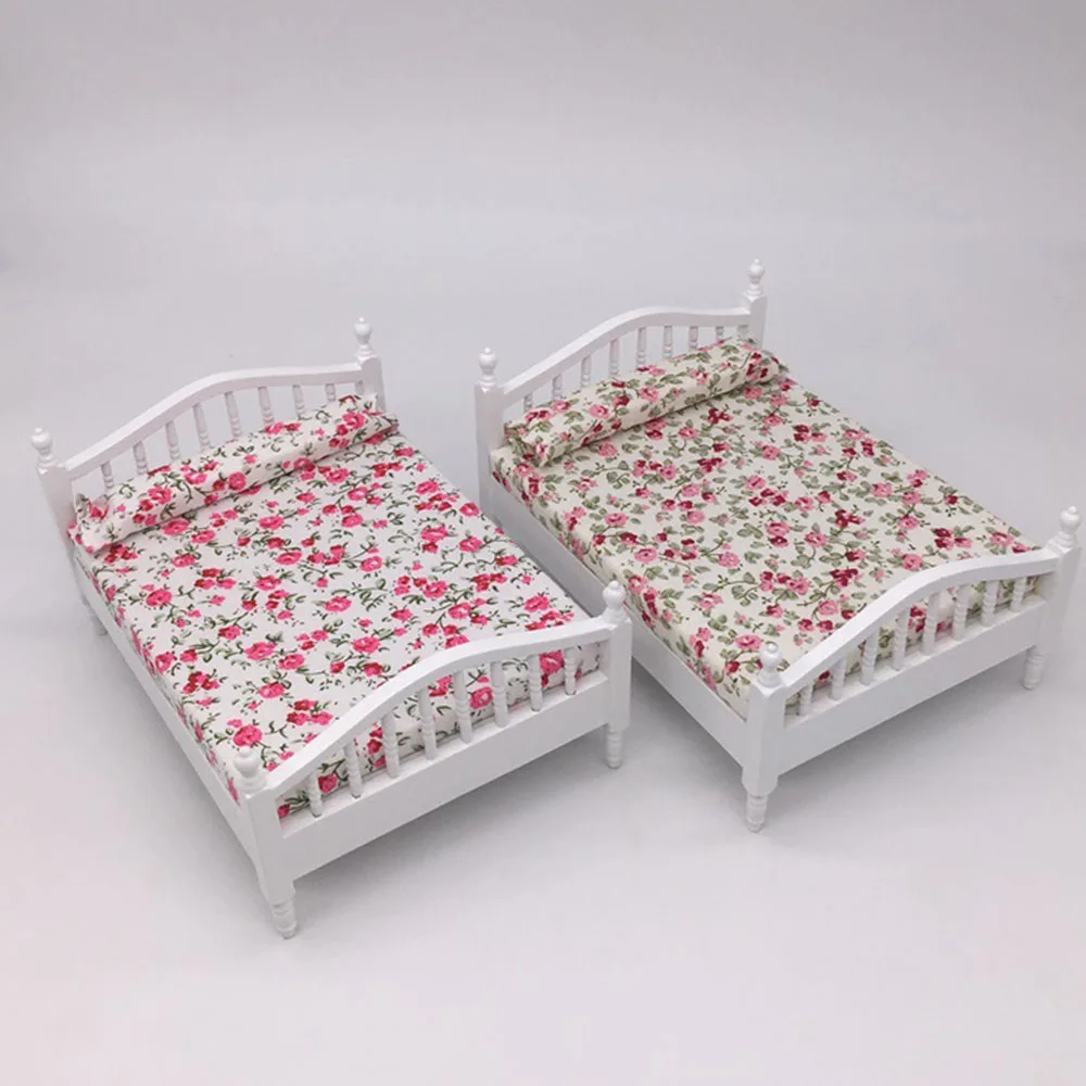 Dollhouse Decoration Accessories Mini Dollhouse Furniture Bed Set Miniature Living Room Kids Pretend Play Toy