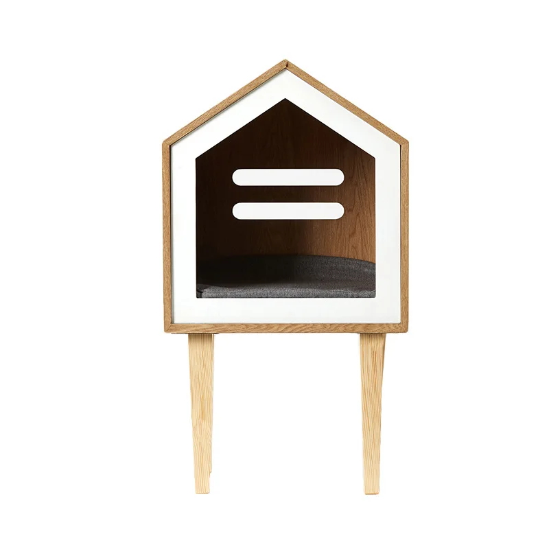 Semi-Enclosed Design Pet House Breathable Cat House Wooden With Big Space Indoor Cat Bed House Easy To Take Care