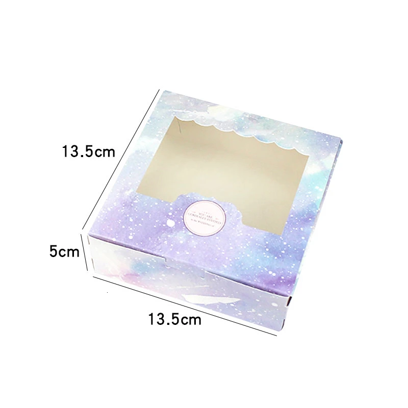 20PCS Gift Box With Window Galaxy Star Wedding Gift Box For Cake Candy Food Cookie Packaging Box Gift Wedding Favors Supplier