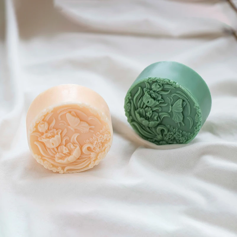 Tulip Butterfly Handmade Soap Mold Flower Round Silicone Soap Molds for Soap Making Candle Resin Crafts Cake Mousee Moulds Tools