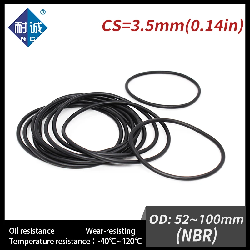 5PCS / Lot Rubber Black NBR CS 3.5mm OD 52/55/56/57/58/60/65/70/75/80/85/90/95/100mm O Ring Gasket Oil resistant waterproof