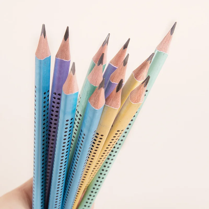 12pcs/box Wood Pencils Triangle Correction Grip Learn Pencil Elementary School HB Pen Writing Drawing Pencil Set