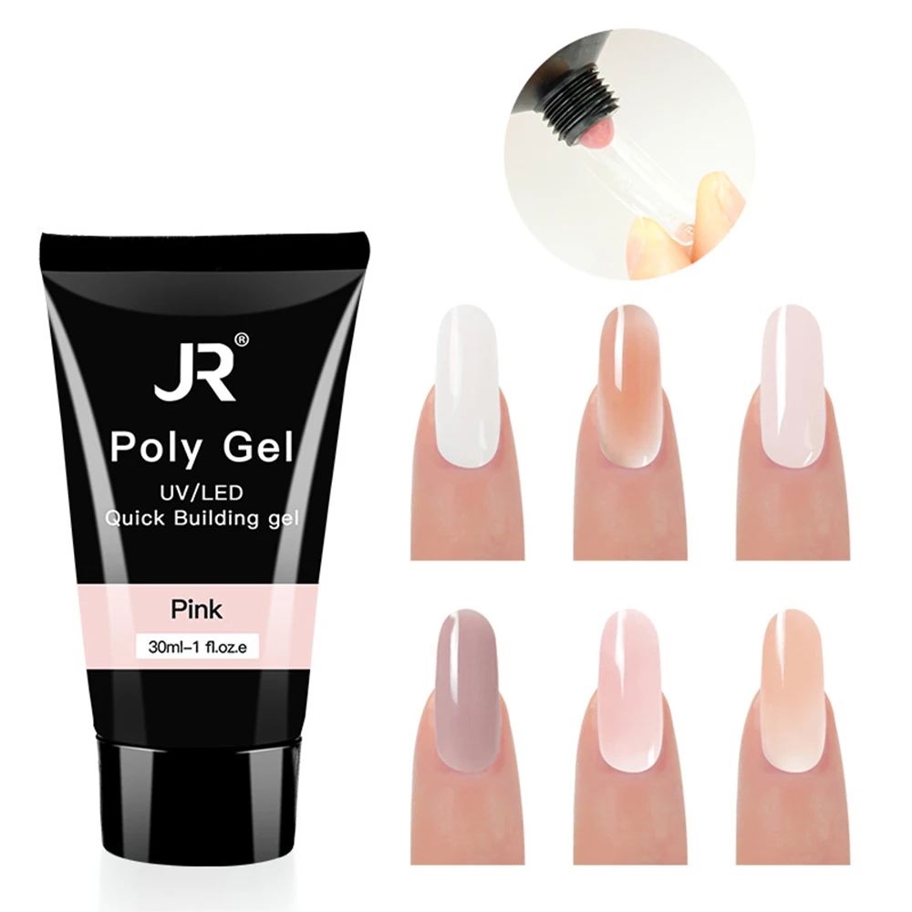 30ML Poly Nail Gel Nail Acrylic Gel Self Leveling Natural Pink Prolong Gel Clear Color Crystal Gel Nail Nail Art Jelly Gel