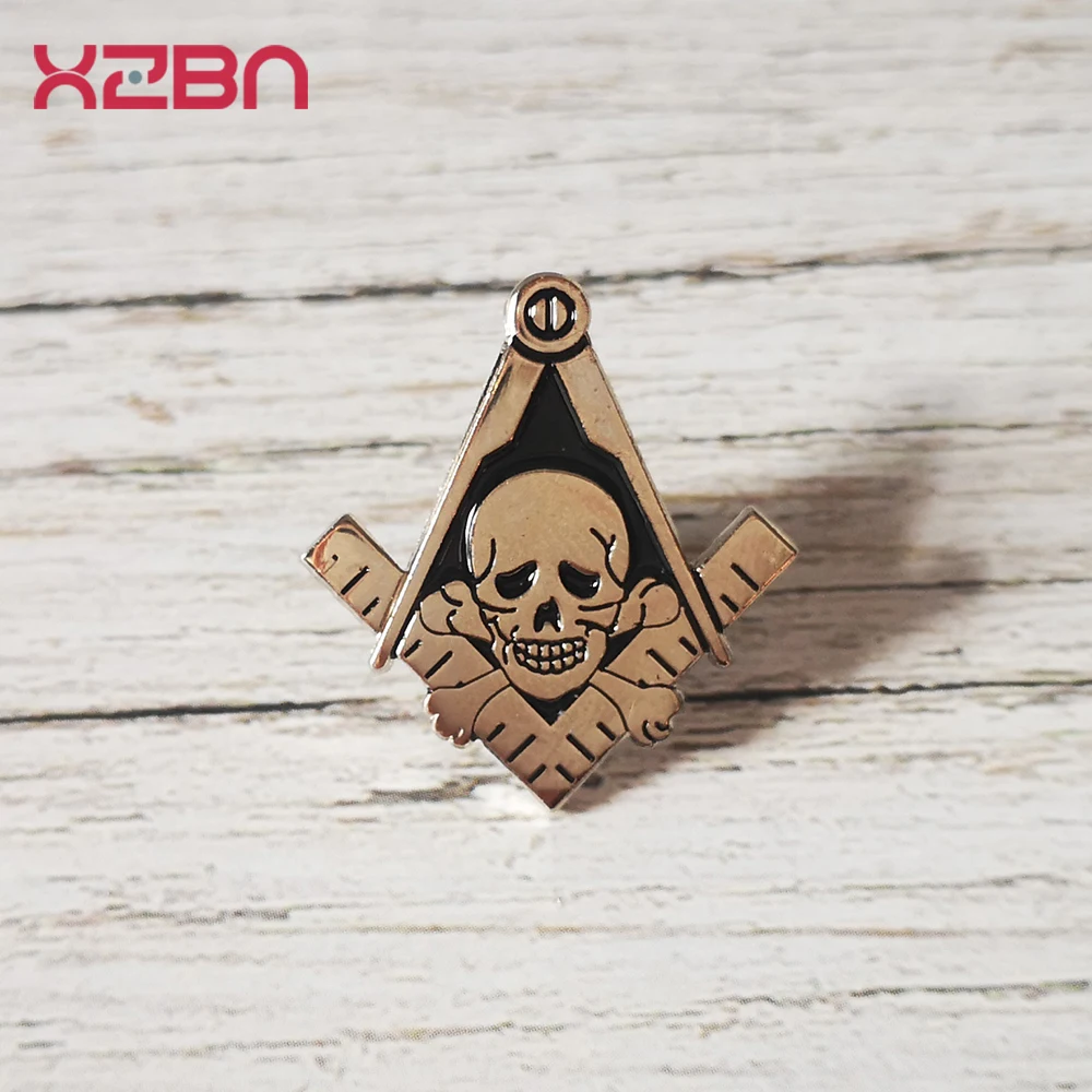 Masonic Lapel Pins Badge Mason Freemason Exquisite skull  Skeleton Zinc alloy material  Retro motorcycle rider Souvenirs Gift