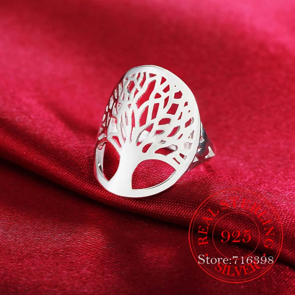 100% 925 Sterling Silver Ring Tree of Life Rings for Women Classic Accessories Anillos Fine Jewelry New Mother's Day Mom Gifts