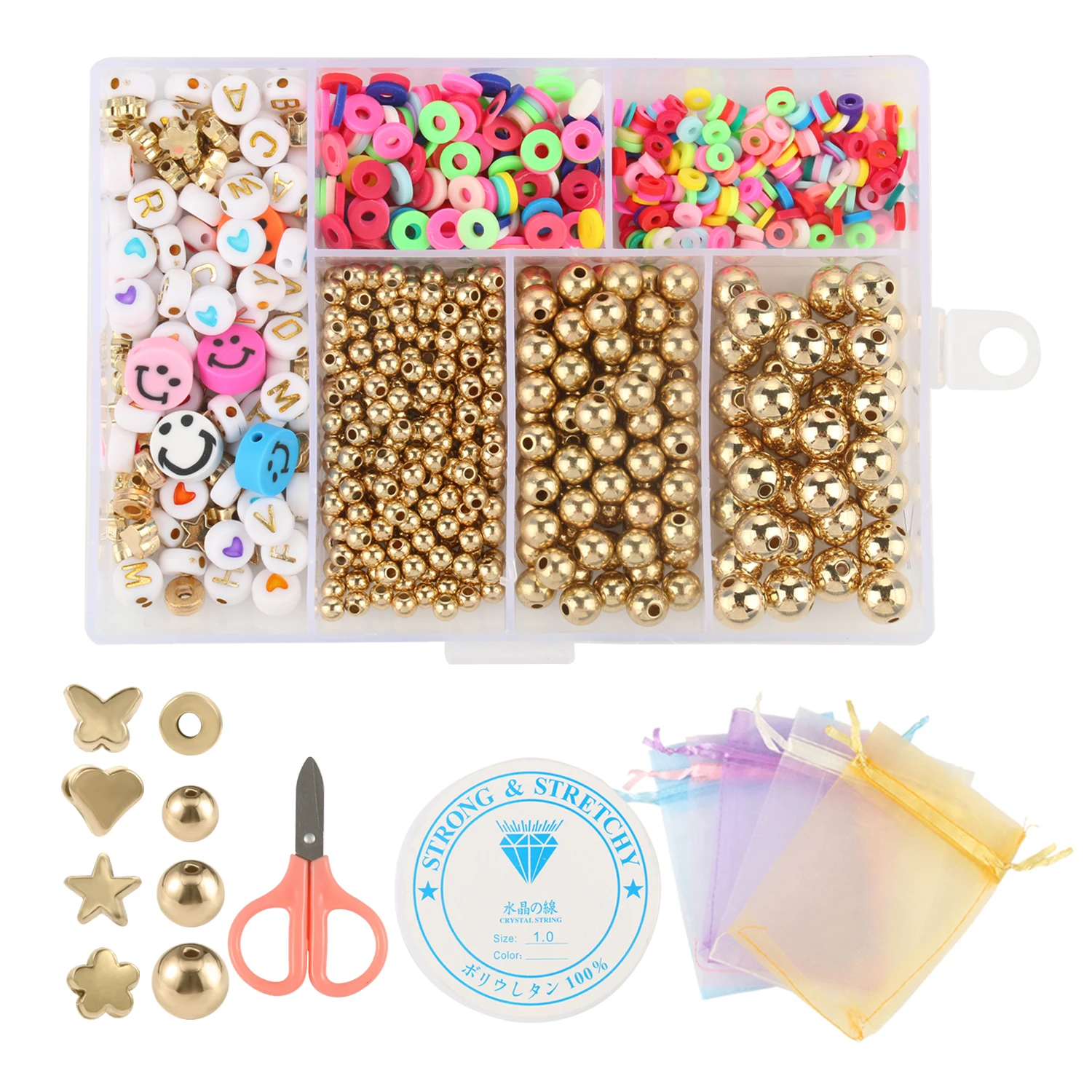 Analyste de perles d'espacement de charme de document d'or et d'argent CCB, lettre acrylique, perle irrigation pour des bijoux, bracelet exécutif, collier, ensembles de bricolage