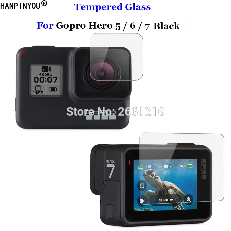 For Gopro Hero 5 6 7 Black / 8 Black / 7 White Silver 9H 2.5D Camera Lens / LCD Screen Premium Tempered Glass Protector Film