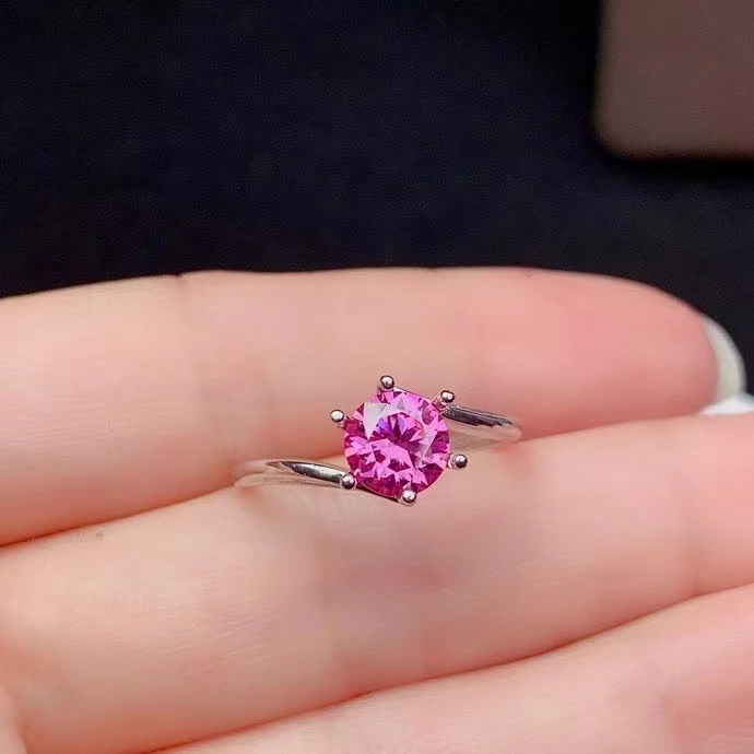 New crackling pink moissanite ring for women jewelry engagement ring for wedding real 925 silver ring birthday gift 1 carat gem