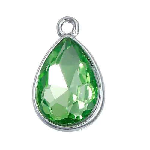 8Seasons 12 Months Birthstone Charms  Water Drop Pendants Silver Color Faceted For DIY Birthdays Jewelry Making 19*12mm, 10 PCs