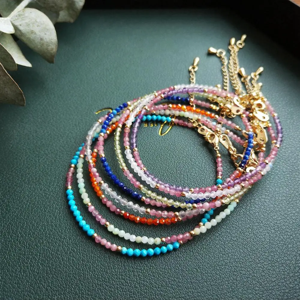 Lii Ji Multi Color Bracelet Natural Stone Lapis lazuli Peridot Labradorite Pink Tourmaline Dyed Turquoise Bracelet 1pcs