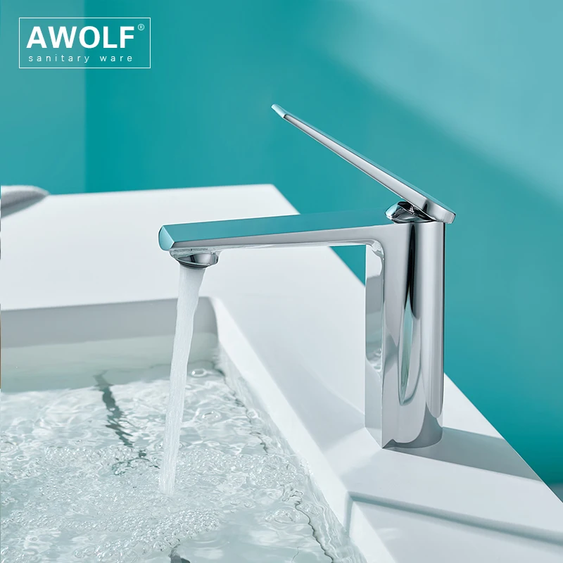 

Bathroom Basin Sink Faucet Solid Brass Brushed Grey Deck Mounted Chrome Single Hole Hot and Cold Mixer Water Tap Gold ML8115