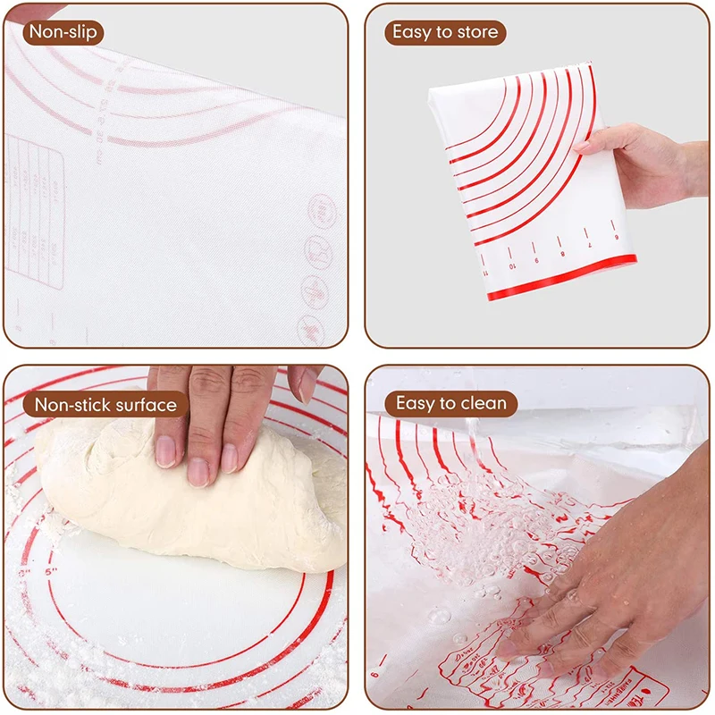 40*50 ซม.หนาพิเศษ Non Stick ซิลิโคน Pastry Kneading Mat Board Rolling Pin Pad Non - slip Dough Rolling Mats การวัด