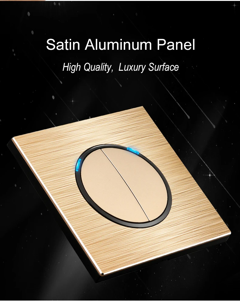 Wallpad EU French Wall Socket Electrical Outlet L6 Gold Brushed Aluminum RJ45 CAT6 HDMI-compatible Modules Free Combination