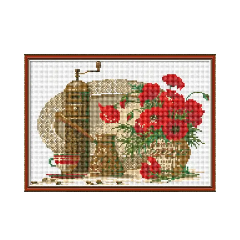 Teacup and poppy Diamond painting cross stitch kit Square Round Drill stitching embroidery DIY handmade needlework