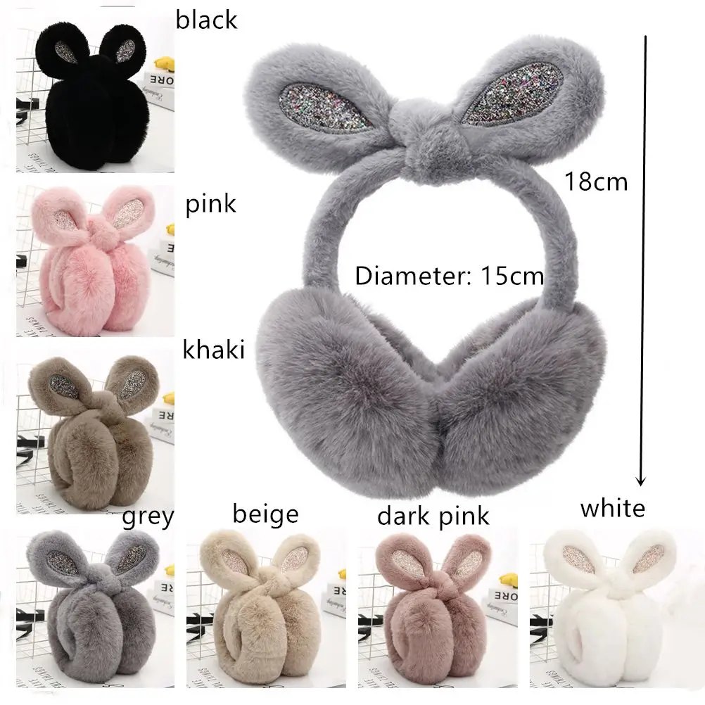 Kids Plush Rabbit Ear Earmuffs, Headband, Ear Warmer, Bonito, Inverno