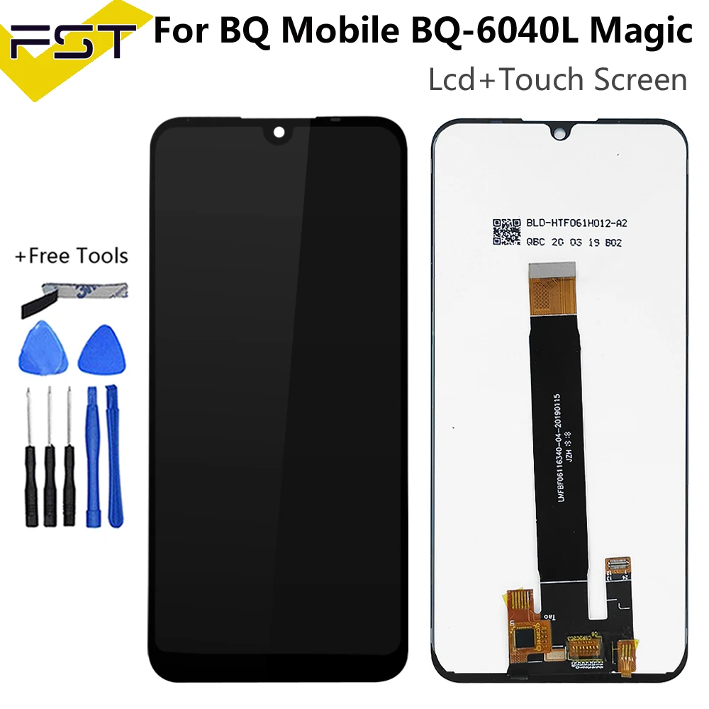 

6.09''For BQ Mobile BQ-6040L Magic BQ6040L BQ 6040L BQ-6040L LCD Display Screen Touch Sensor Digitizer Black Color+Tape&Tool