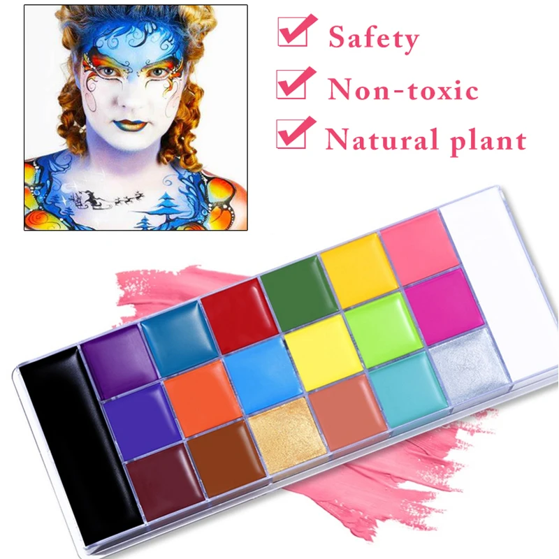 20 Colors Safe Cosmetic Flash Tattoo Painting Art Halloween Party Makeup Fancy Dress Beauty Palette Face Body Painting Oil