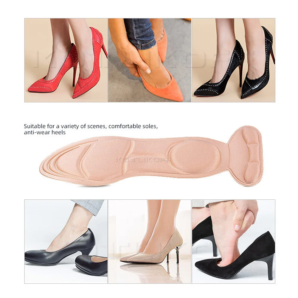 KOTLIKOFF 1Pairs Women's Insole Pad Inserts Heel Post Back Breathable Anti-Slip For High Heel Massage Shoes Insoles Accessories