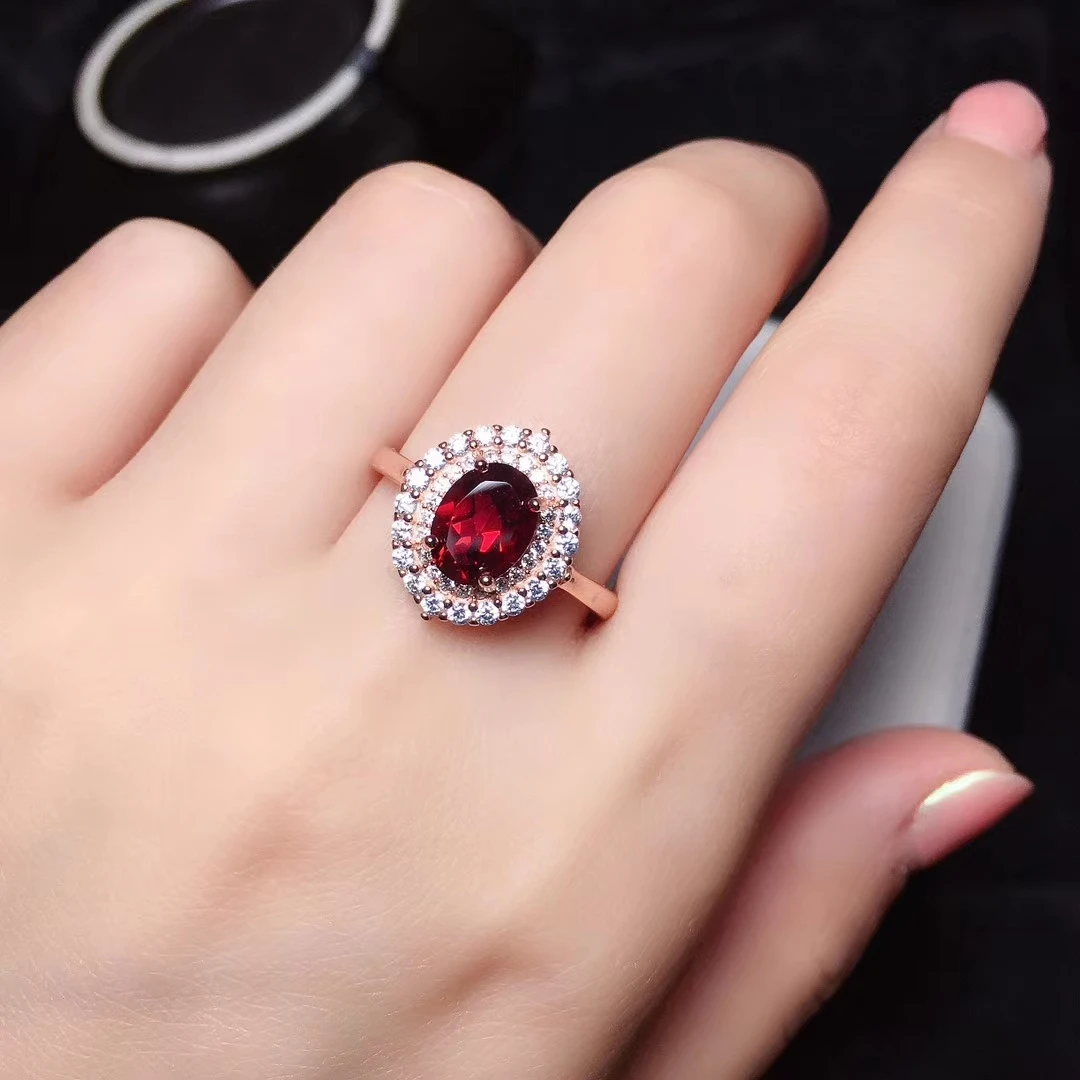 

CoLife Jewelry Fashion Garnet Ring for Woman 6mm*8mm Natural Garnet Silver Ring Classic 925 Gemstone Ring Real Garnet Jewelry