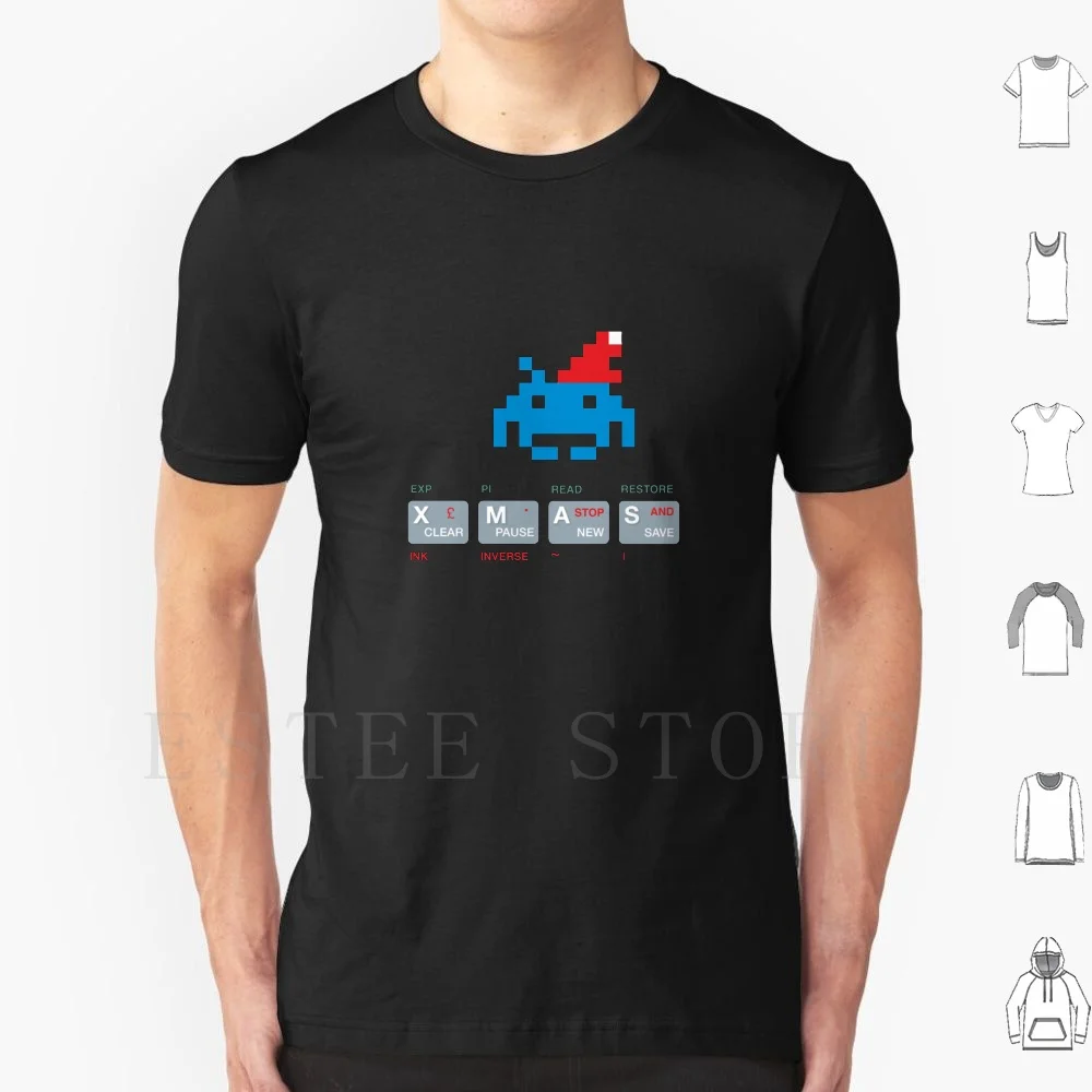 Camiseta de Navidad Space Invaders DIY, Talla Grande, 100% Algodón, Retro, Space Invaders, Navidad, Zx Spectrum, Teclado Zx Spectrum, Gamer, 8 Bits