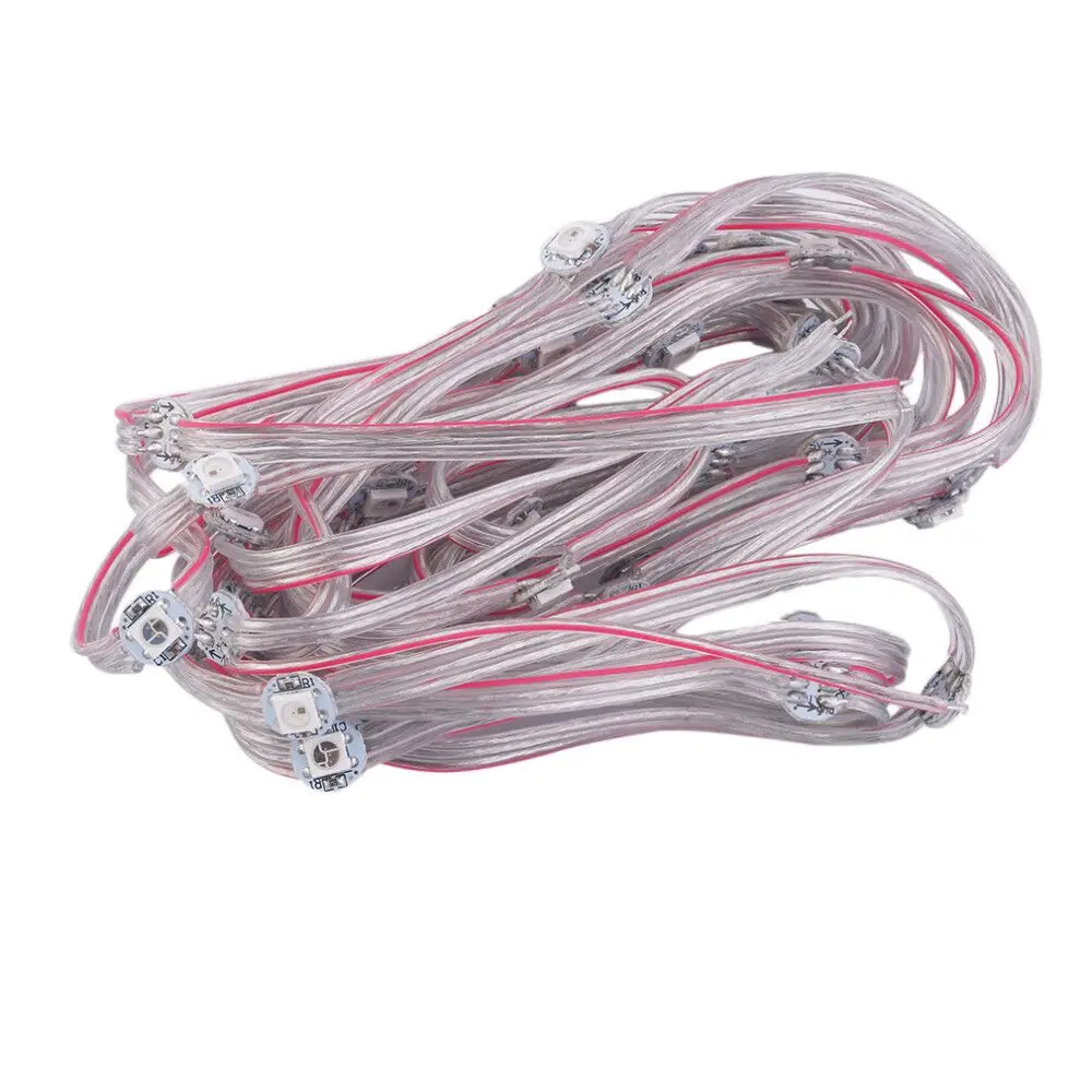 WS2812B Pre-Soldered LED Module RGBIC String 12cm Wire 50 Pixels LEDs Per String Lndividually Addressable 5050 Nodes IP30 DC5V