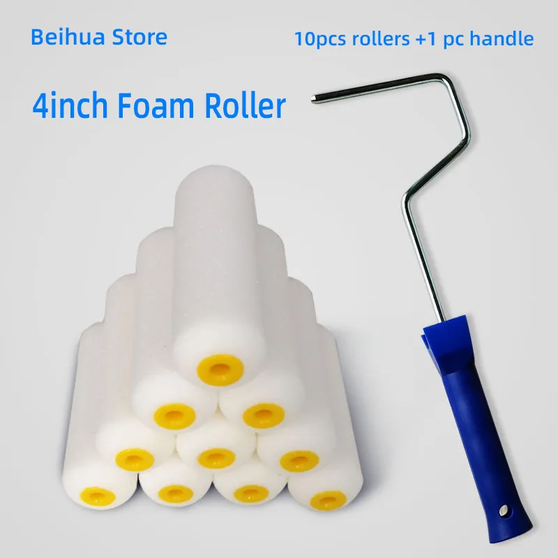 11pcs/set 4inch Foam Roller Brush Kit Sponge Paint Rollers for Wall Decoration Painting Tools Decorative Brushes for Interior