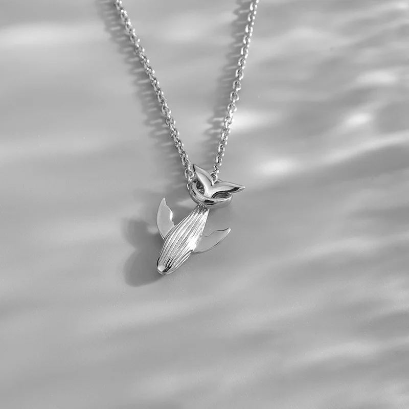 KOFSAC Simple Fashion Little Whale Men's Pendant Jewelry 925 Sterling Silver Necklaces For Women Party Accessories Gifts Unisex