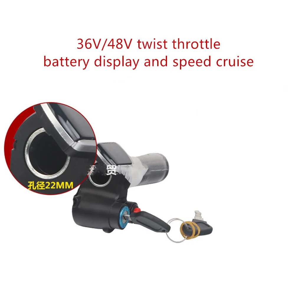 36V 48V Electric Bicycle/Scooter/Motorcycle/ebike Speed Gas Handle/Throttle/Accelerator Twist Grip Silver Color Cruise Function