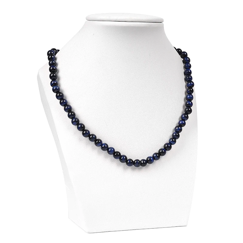 Blue and black return to the ancients 6 mm L- a-pis la-z-u-l-i necklace.