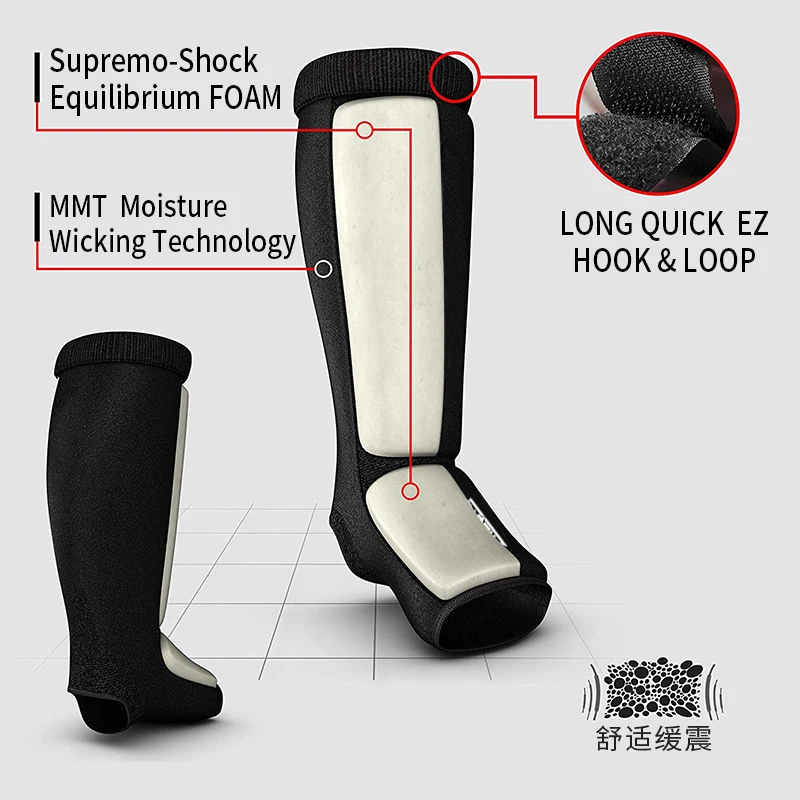 FIVING 1 Pair Shin Instep Pads MMA Leg Foot Guards Muay Thai Kick Boxing Guard Protector With Hook & Loop Shin and Instep Guards