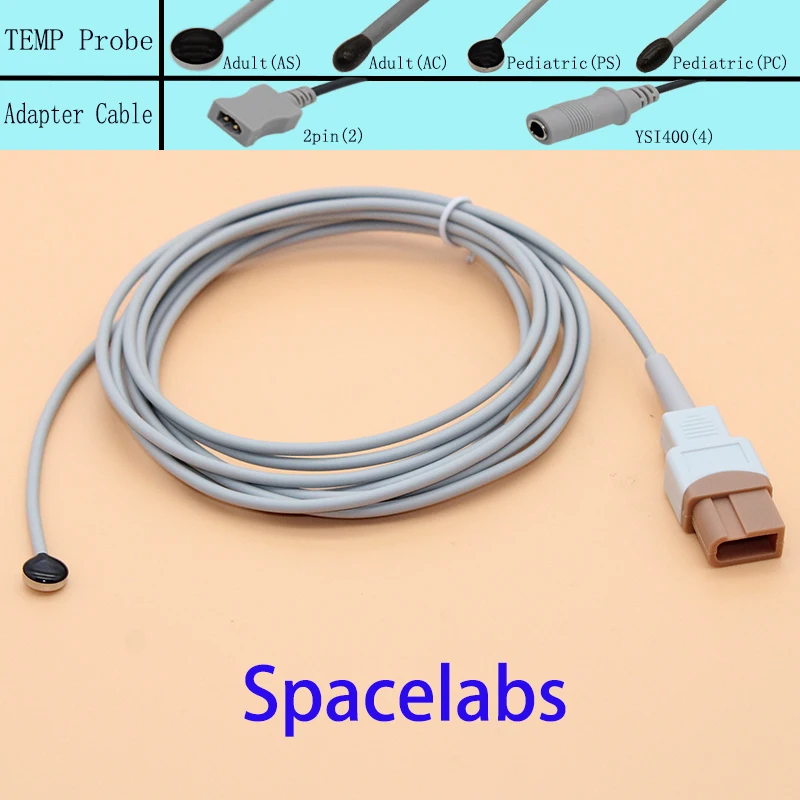 

Reusable medical temperature probe for Spacelabs,adult/pediatric skin surface/esophageal/rectal TEMP sensor or extension cable.