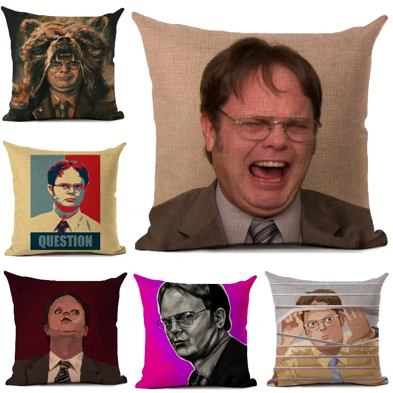 Funny Dwight Schrute Cushion Cover First Aid Fail The Office Decor Covers For Sofa Home Decoration Living Room Throw Pillows