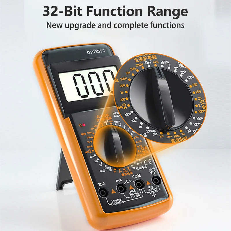 

9205A Professional Digital Multimeter AC DC Voltage Current Resistance Capacitance HFE Diode Buzzer DMM Electrician Tool Tester