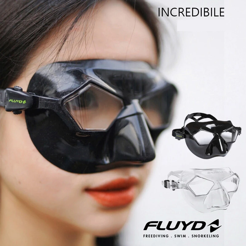 Scuba Dive Freediving Snorkeling Swim Mask FLUYD SALYIMAR Low Volume Antifogging Anti-UV for Adult Kids Children Comfortable Fit