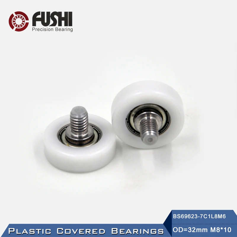 696ZZ Screw Pulley Bearing OD 23 mm M6*8 ( 2 PCS ) Doors and Windows Roller Mute Wheel POM 696 ZZ Plastic Covered Bearings