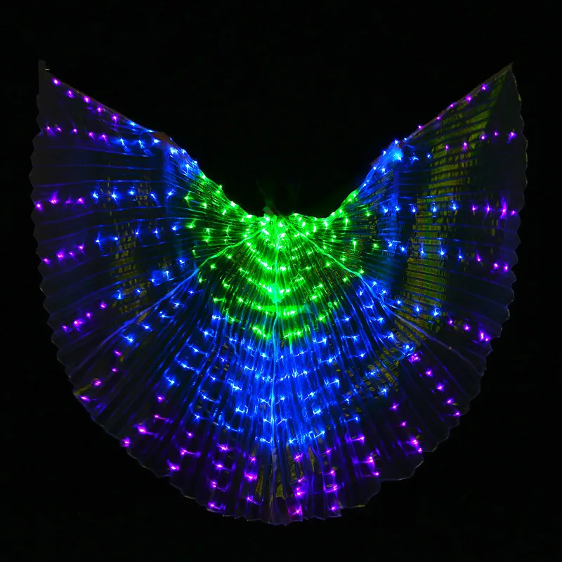 Led Isis Wings with Adjustable Sticks Belly Dance Accessories Stage Performance Props Shining Led Wings Open 360 Degrees