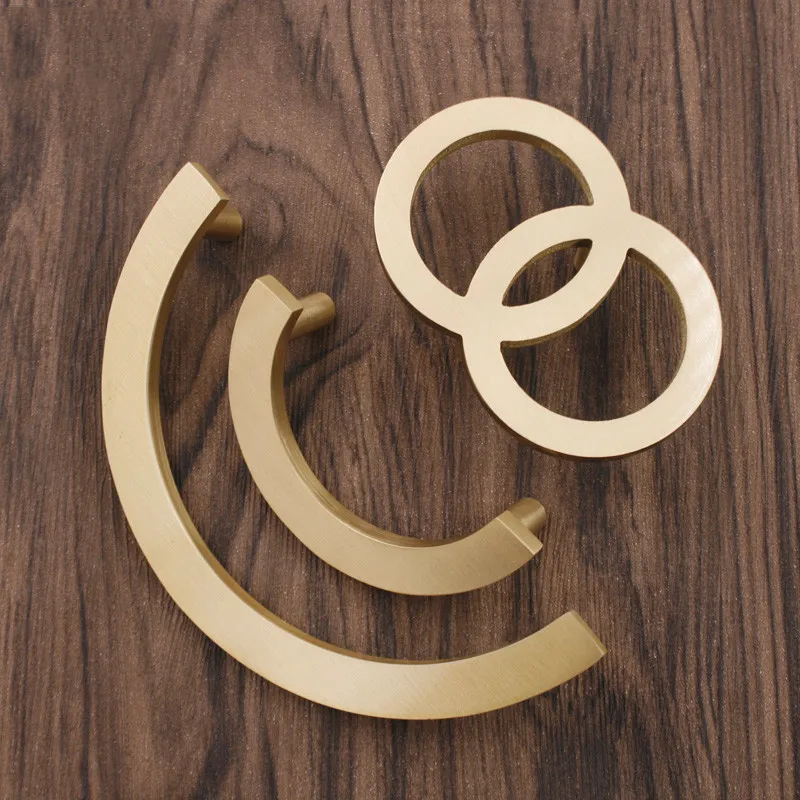 Solid Brass Circle Handles for Furniture Cabinet Pulls Drawer Cupboard Kitchen Handle Door Handle Gold Knobs Hardware