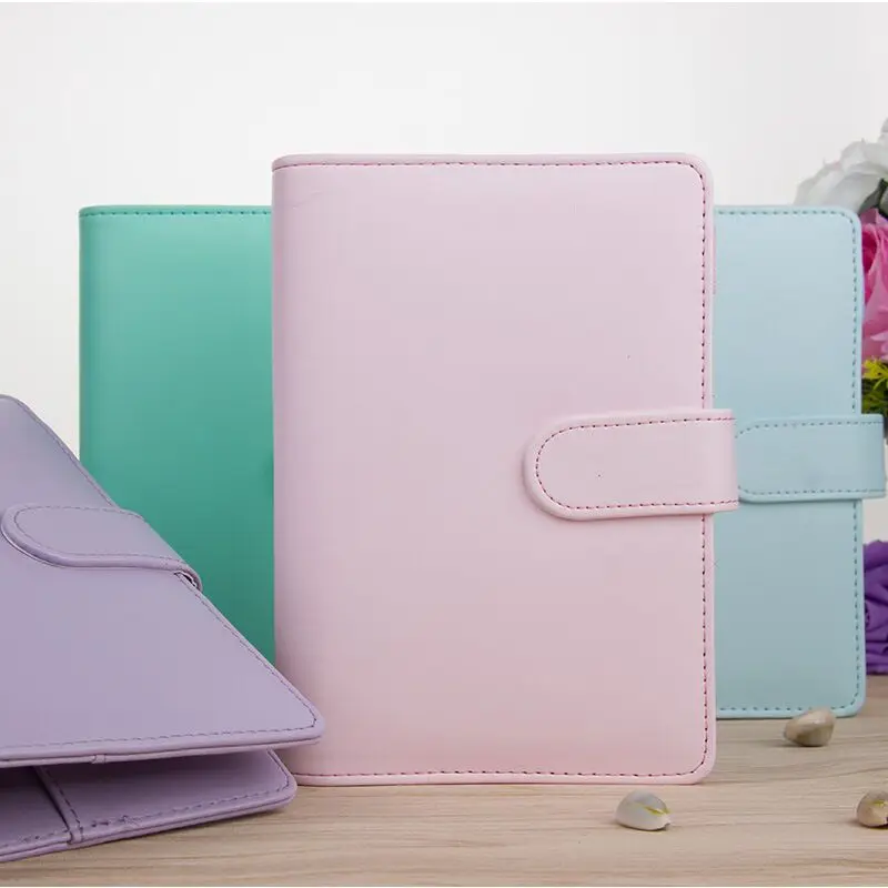 26 farben CMacaron Farbe AA5 A6 6 Ringbuch PU Clip-on Notebook Leder Lose Blatt Notebook Abdeckung Notebooks Journal Schreibwaren – Detail 14