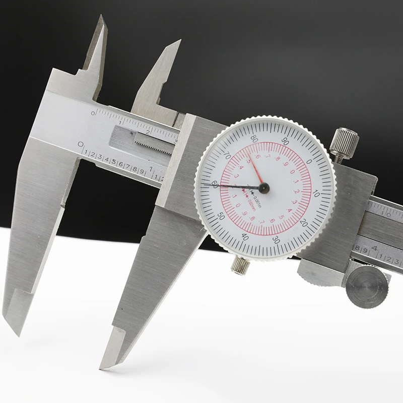 Imagem -03 - Stainless Steel Vernier Caliper Padrão Dual Hand Reading Scale Precisão Indústria Dial Caliper Métrica 12 8