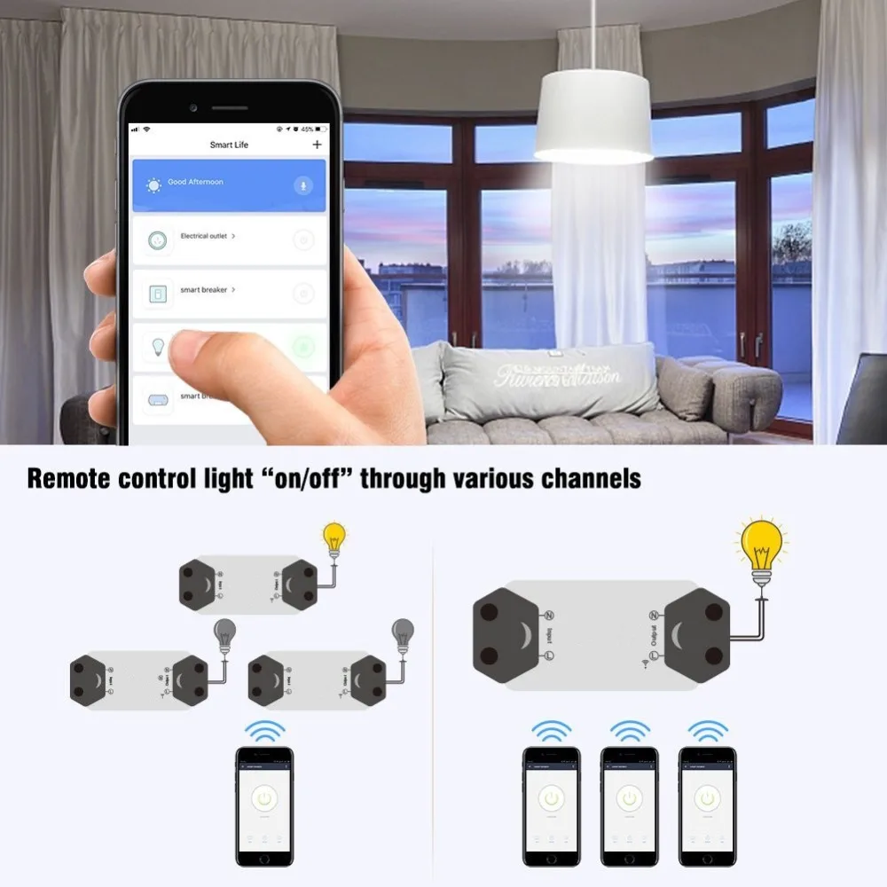 Tuya WIFI Smart DIY Switch ,WIFI Breaker, Turn Your light to Smart Control, Smart Life APP ,Google Nest and Alexa Voice Control