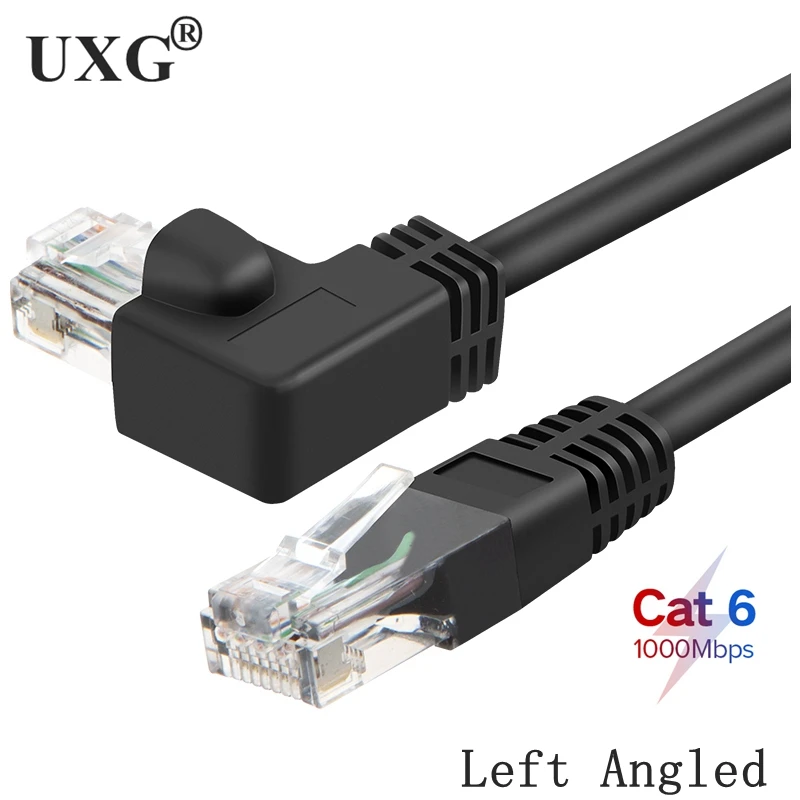 Cat6 kabel Ethernet RJ45 l-type UTP kabel sieciowy 1m-10m Patch Cord 90 stopni kąt Cat6a Lan kable do laptopa Router TV, pudełko