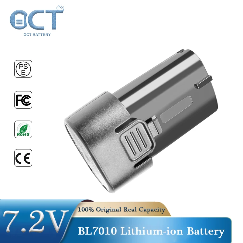 7.2V 2.0Ah Replacement Fit for Lithium-ion Battery for Makita BL7010 DF010DS DF010DSE DF010DZ Rechargeable Batteries Power Tools