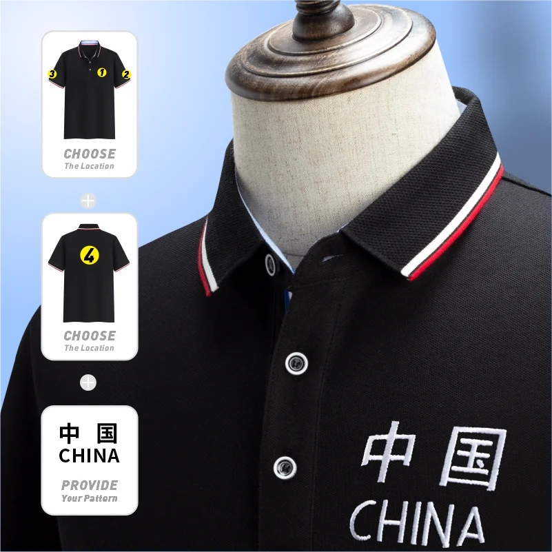 GTONG Custom Tshirt Tops Polo Shirts For Men Diy Logo Summer Work Clothes Print Corporate Culture Shirt Team Employee Printing