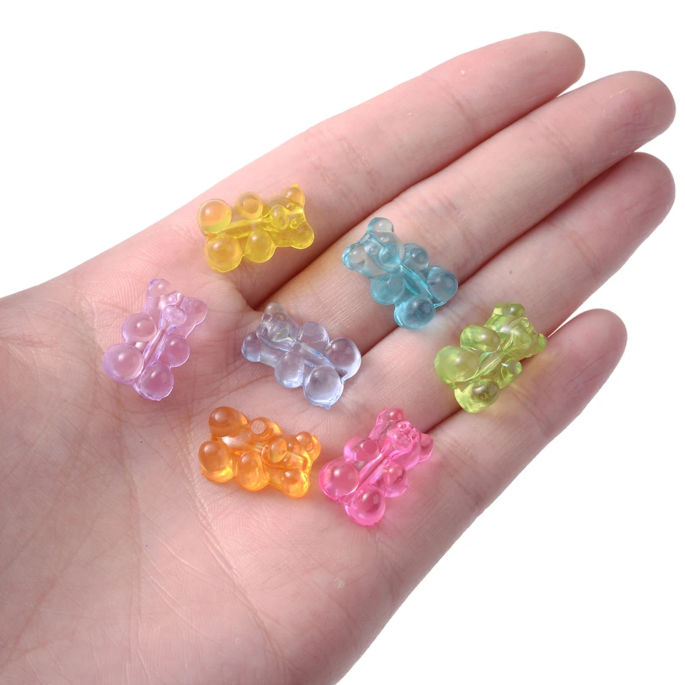 10/20 Stück Gummibärchen-Perlen mit vertikalem Loch, transparente matte Perlen für die Schmuckherstellung, Armbandanhänger, Halsketten, Ohrringe, Anhänger – Detail 2