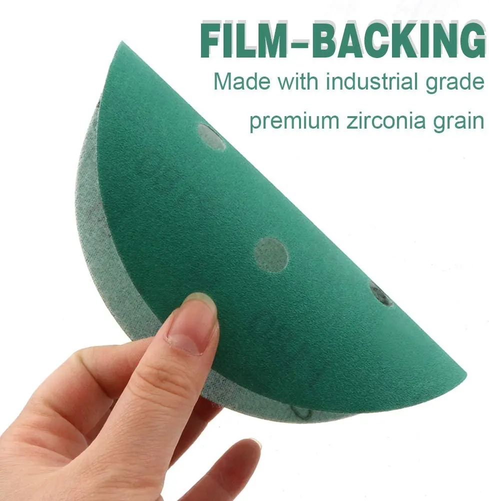 6 Inch 6 Holes Sandpaper Green Film Sanding Discs 60-2000 Grits Hook and Loop Wet Dry  for Wood Car Metal Polishing Finishing